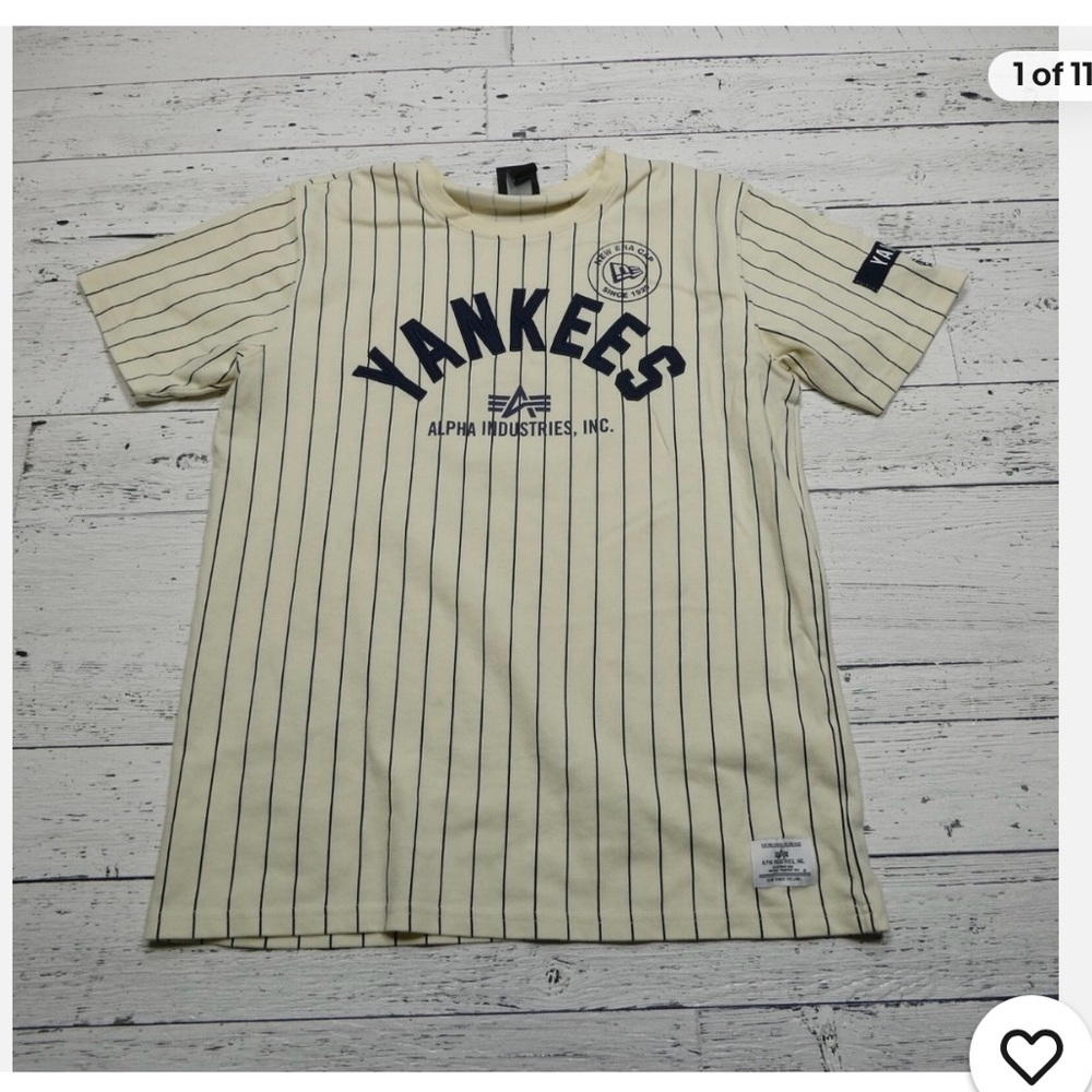 Alpha Industries Men's Pinstripe Shirt - Cream and Black